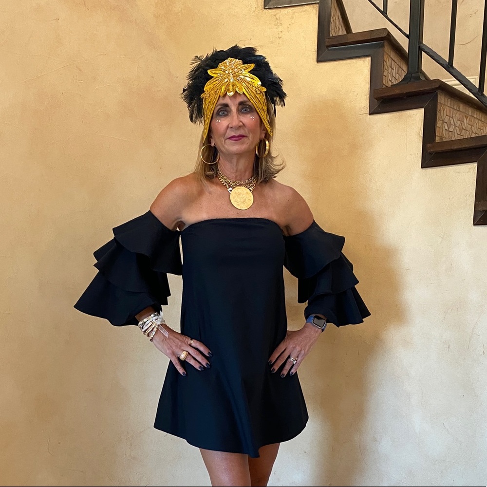 Cha Cha dress and headpiece